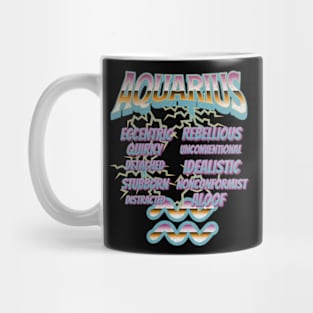 Aquarius Retro 90s Band Zodiac Birthday Traits Lightning Mug